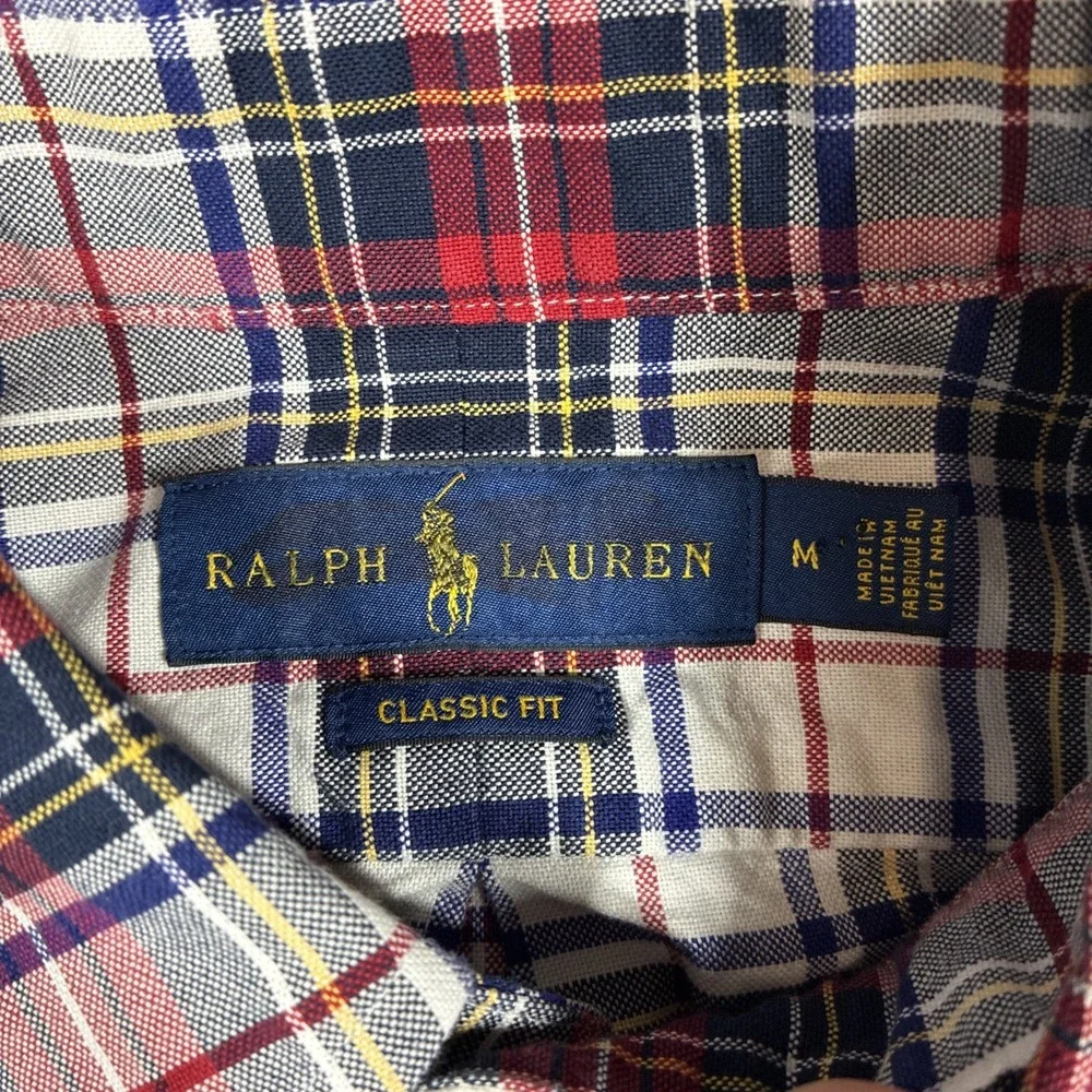Polo Ralph Lauren Mens Classic Fit Tartan Plaid Button Down Medium Flesh Pony